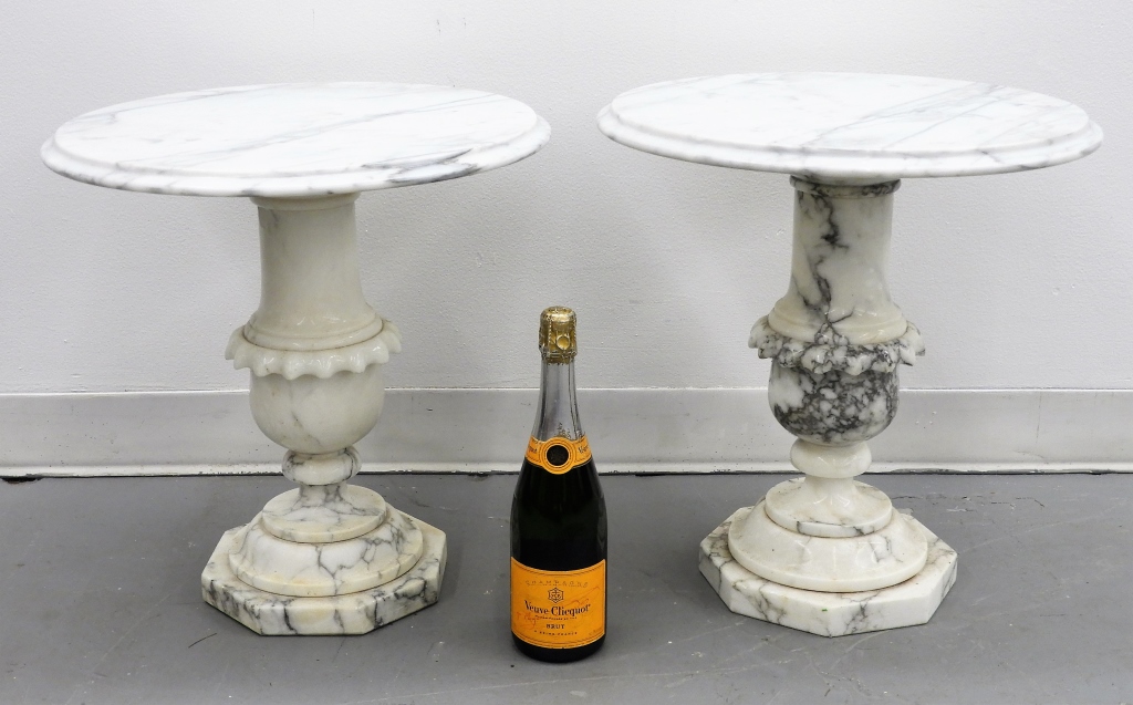 Appraisal: PR MARBLE SIDE TABLES Italy th CenturyRound top with beveled