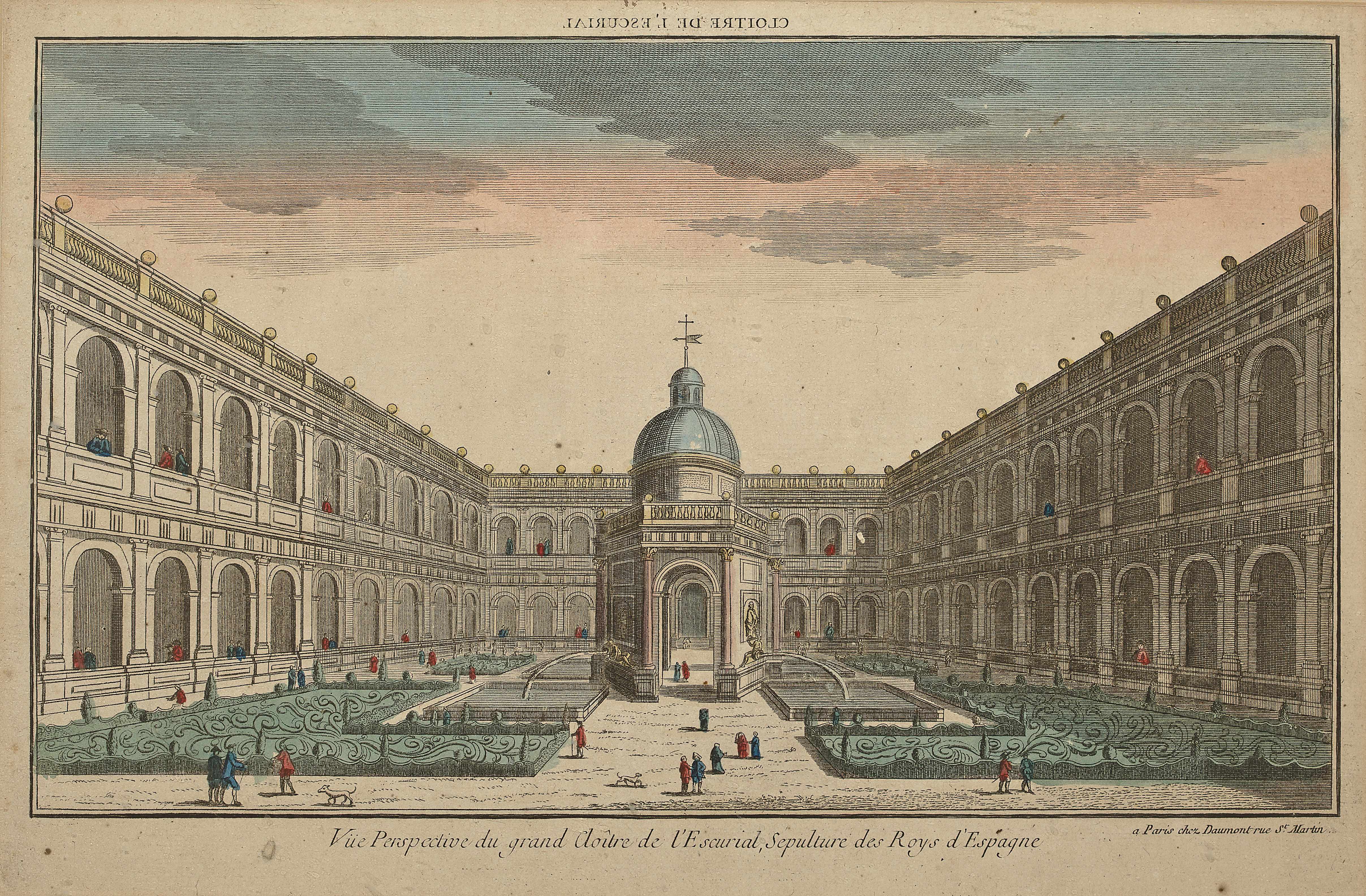 Appraisal: A set of four hand-colored French architectural prints Each depicting