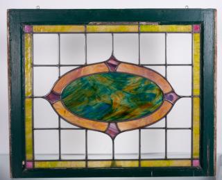 Appraisal: Leaded Stain Glass Window Pane Early th Century leaded stained