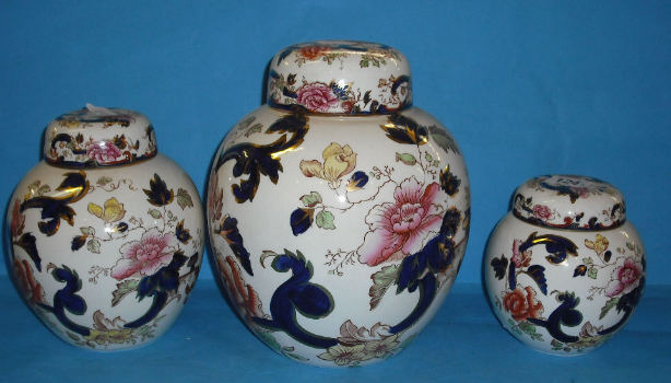 Appraisal: Masons Blue Mandalay set of graduated Ginger Jar Covers Talllest