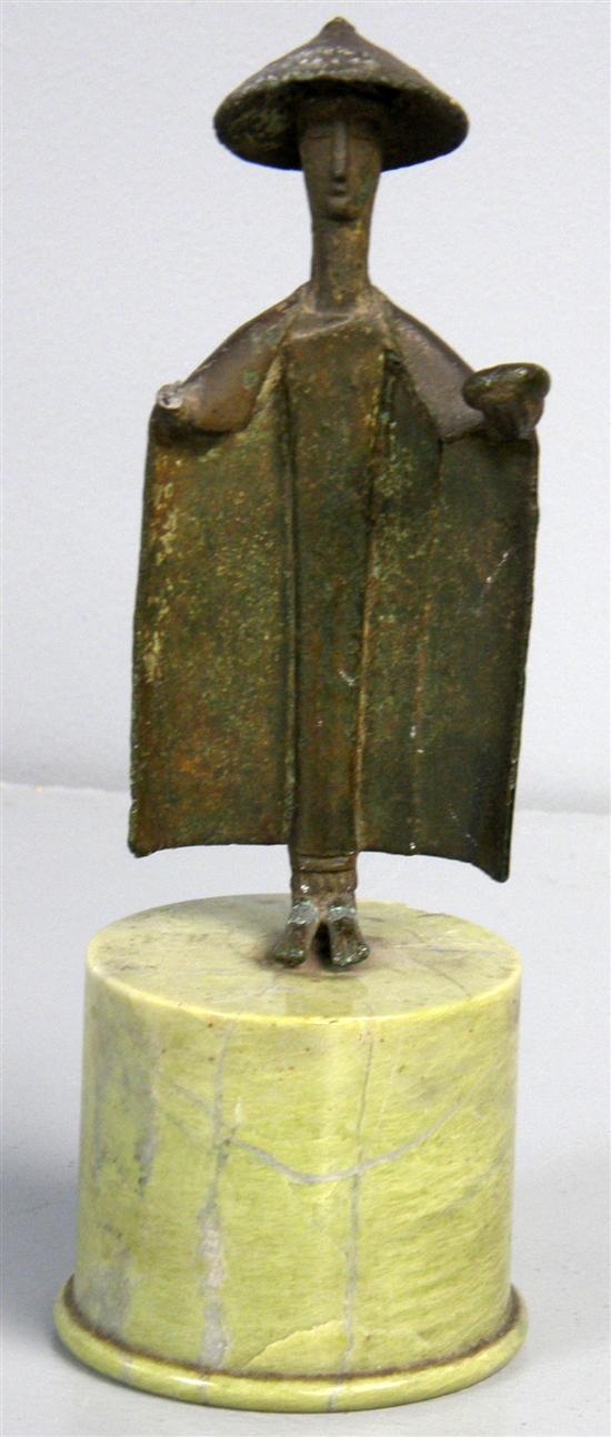 Appraisal: Bronze figure modelled as a man in a long robe