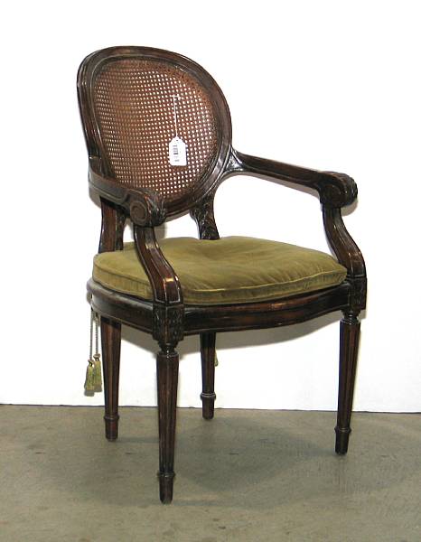 Appraisal: A Louis XVI style beechwood fauteuil late th early th