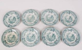 Appraisal: SET OF ENGLISH TRANSFER WARE PLATES SET OF GREEN AND