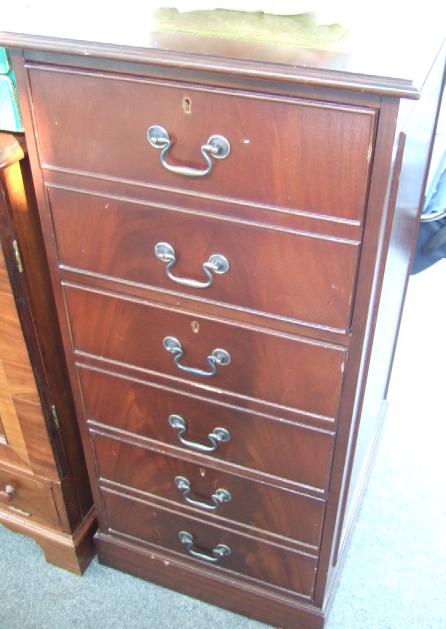 Appraisal: A modern mahogany three drawer filing cabinet cm wide