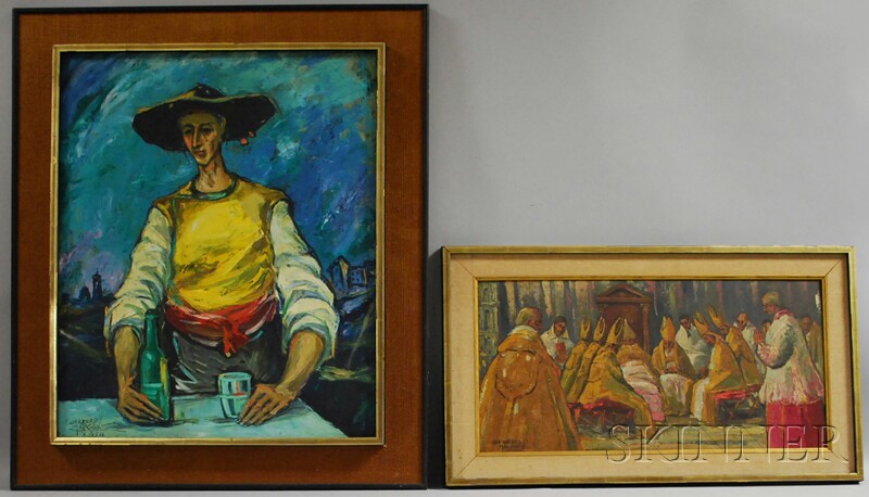 Appraisal: Mariano Cecilio Guerrero Malagon Mexican - Two Works A Papal