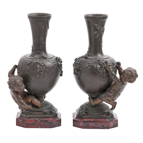 Appraisal: A pair of French fin de siecle bronzed spelter cherub