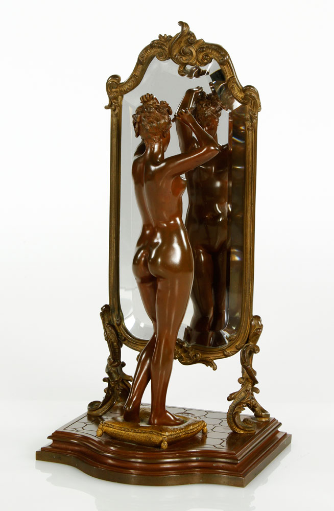 Appraisal: - Pinedo Nude in Mirror Bronze Emile Pinedo French -