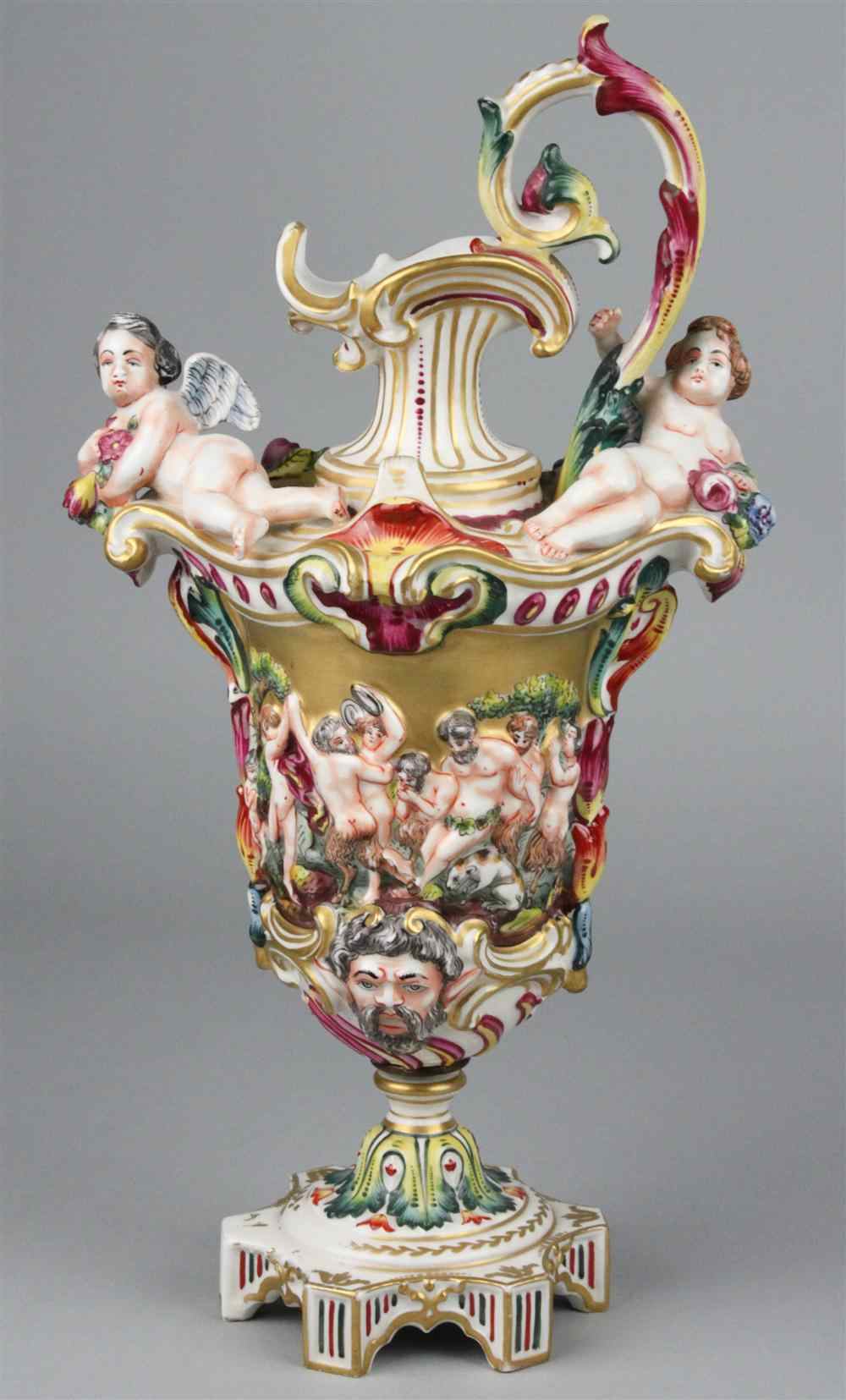 Appraisal: CAPO DI MONTE STYLE CONTINENTAL PORCELAIN EWER late th early