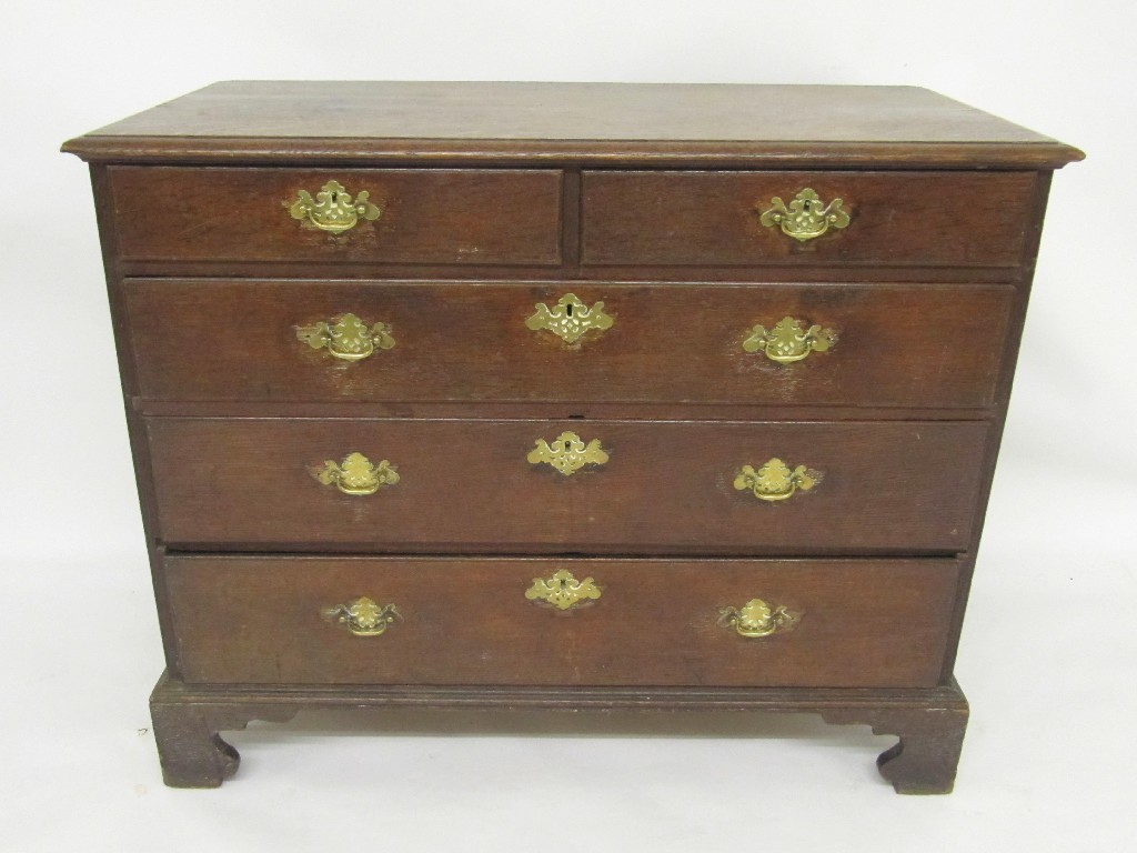 Appraisal: A George III oak two over three chest of drawers