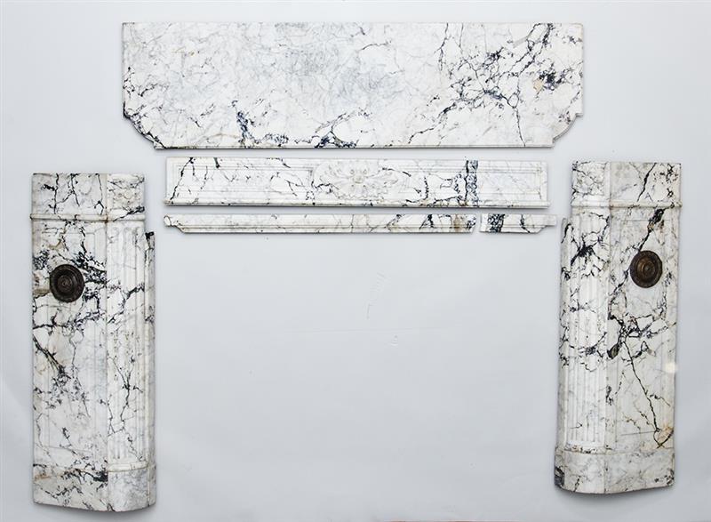 Appraisal: NAPOLEON III WHITE AND GREY VEINED MARBLE FIREPLACE SURROUND The