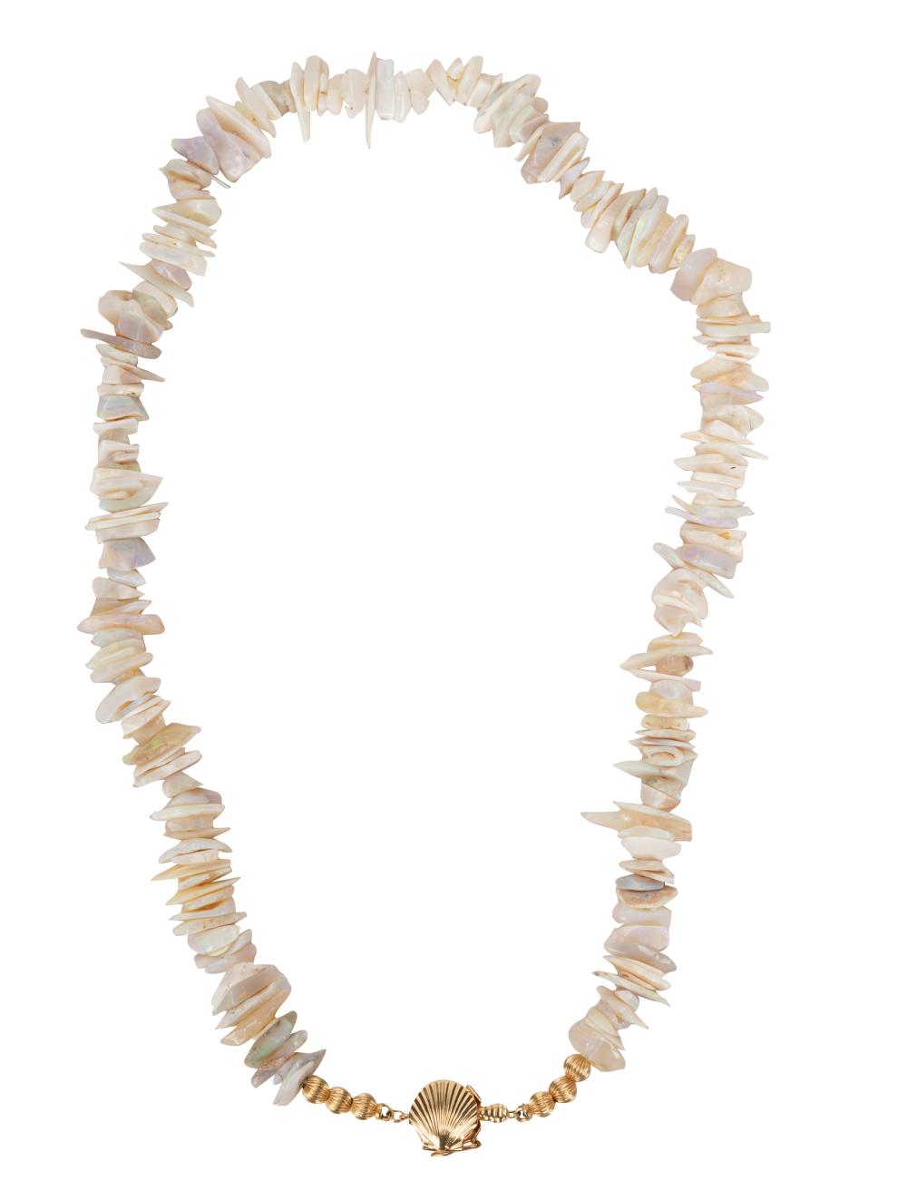 Appraisal: KARAT YELLOW GOLD OPAL NECKLACEcontaining white opal beads of various