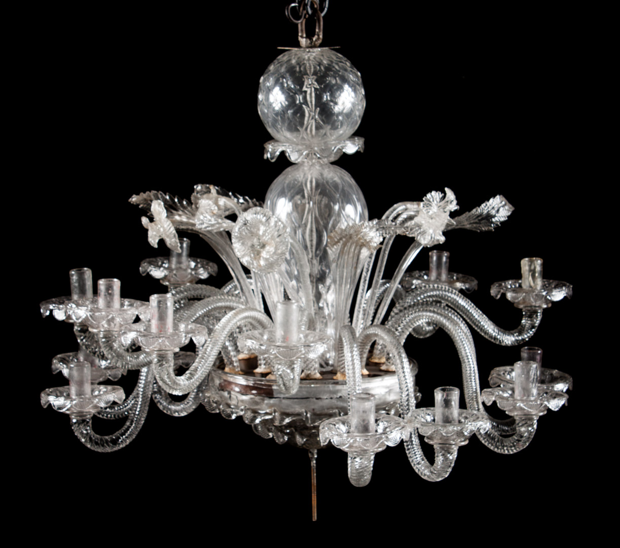 Appraisal: Venetian glass -light chandelier probably Murano floral forms approx in