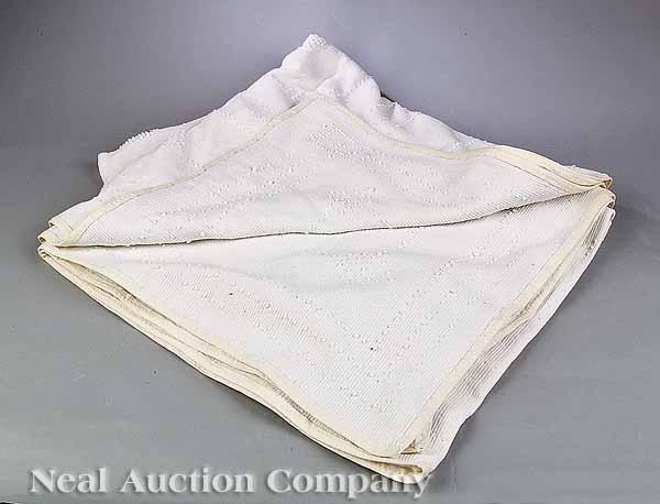 Appraisal: An American Loop Weave White Cotton Counterpane c woven in