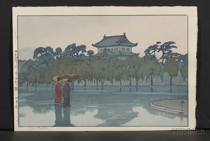 Appraisal: Yoshida Hiroshi Edo Castle with jizuri seal fine impression color