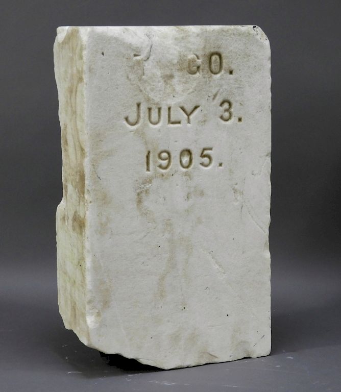 Appraisal: White Marble Pet Cemetery Gravestone Marker United States Square form