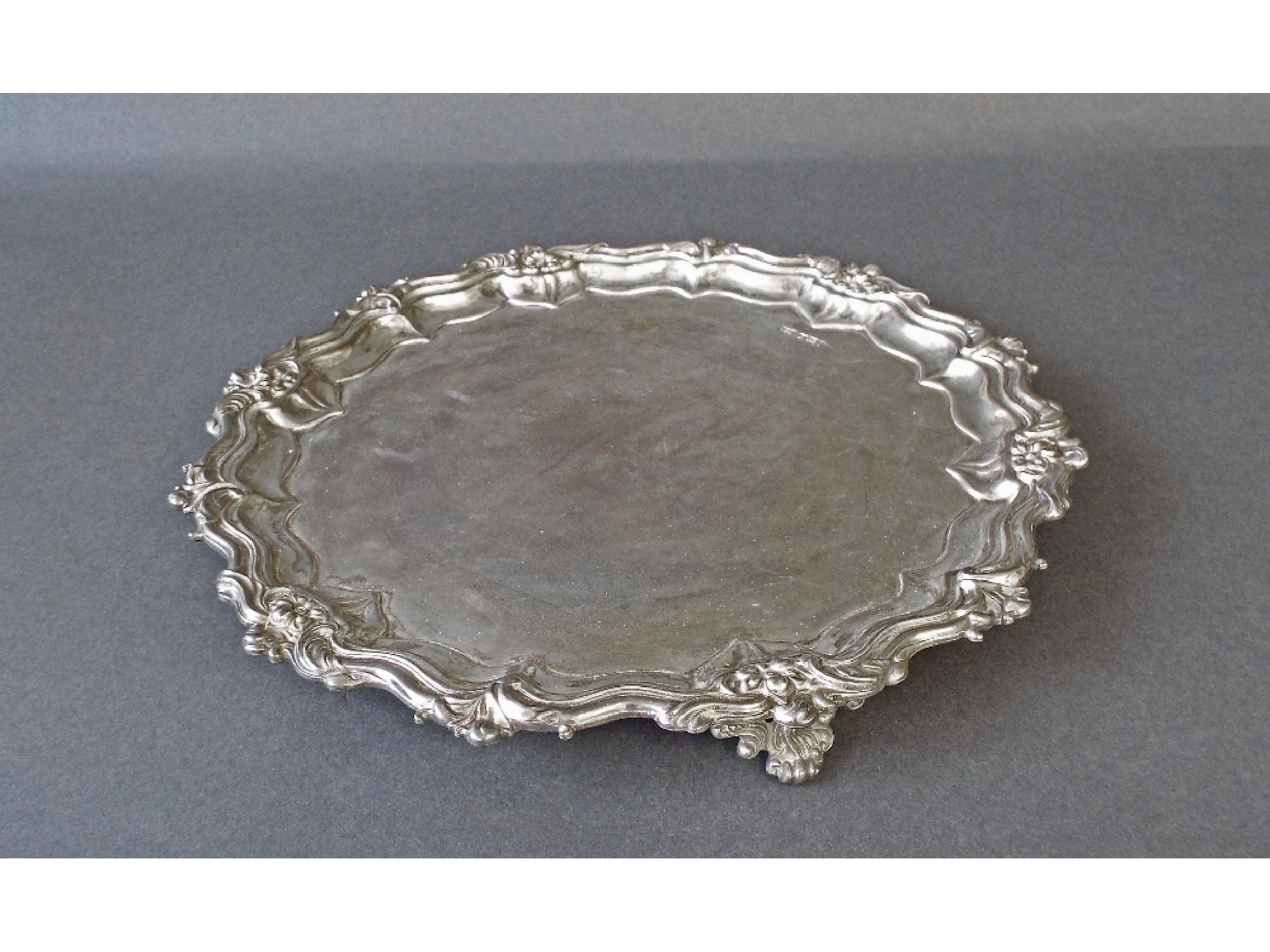 Appraisal: s Victorian style silver salver with floral cast rim and