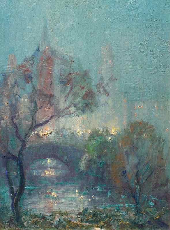 Appraisal: BERTHELSEN Johann American - Central Park Nocturne OIL Canvasboard ''