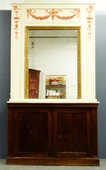 Appraisal: - Large English Adams architectural paint decorated framed mirror over