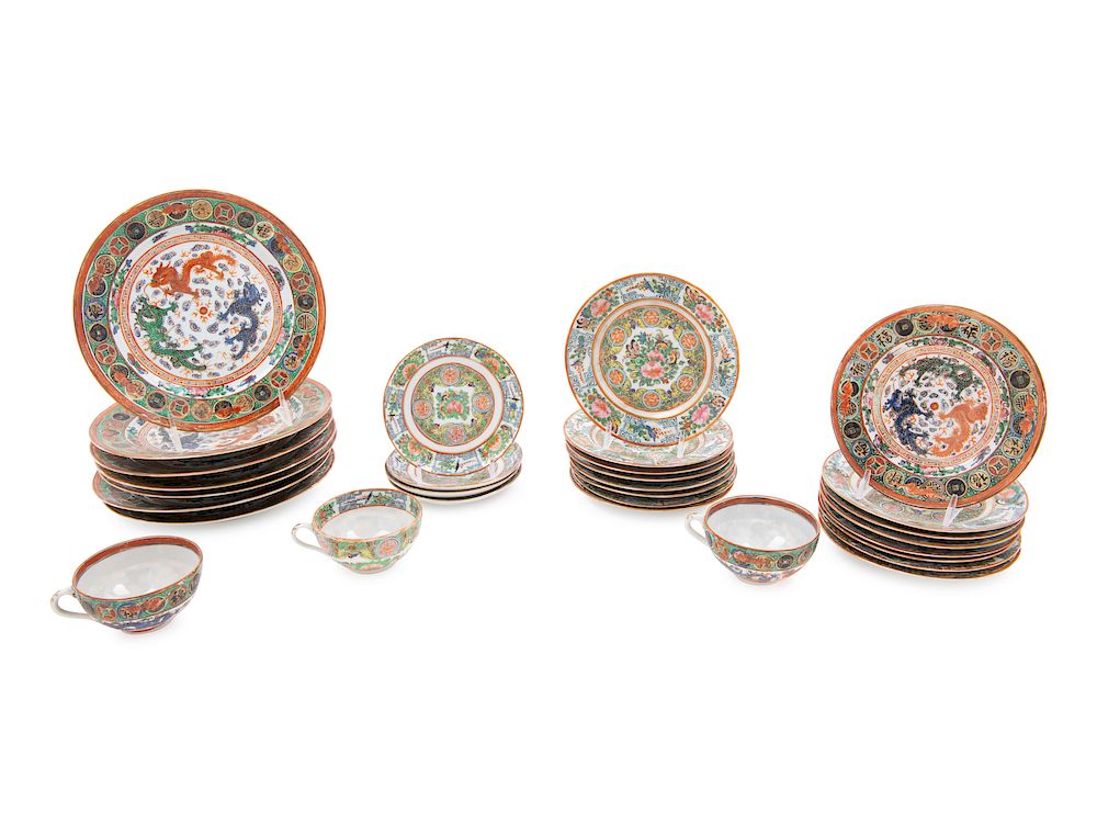 Appraisal: Thirty-Nine Chinese Famille Rose Porcelain Tea Wares Largest diam in