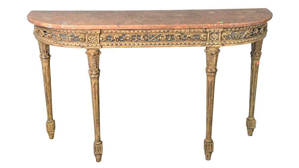 Appraisal: Chambertin Console Table Louis Quatorze Design having Duquesa Rosada marble