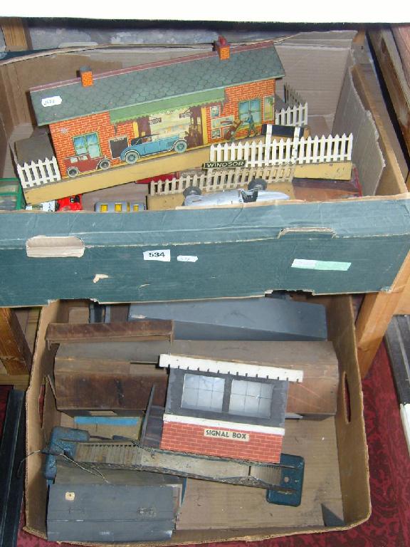 Appraisal: An O gauge tin plate station with all round printed