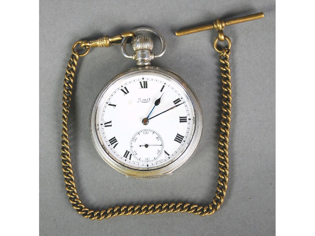 Appraisal: LIMIT SWISS OPEN FACED POCKET WATCH in silver case with