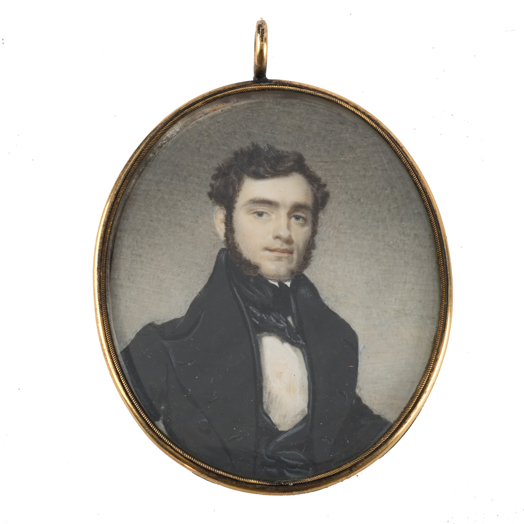 Appraisal: American School miniature portrait circa portrait of a young man