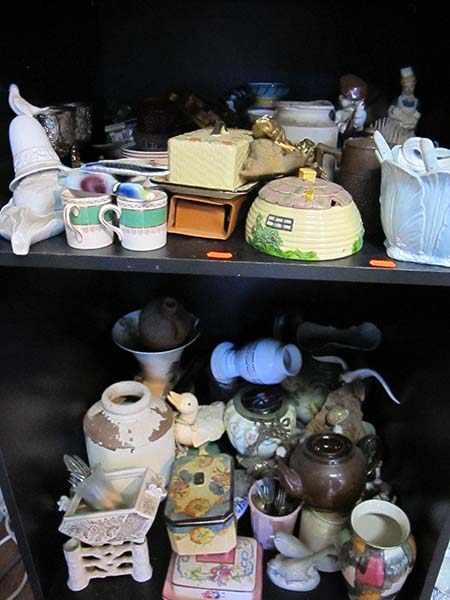 Appraisal: TWO SHELVES OF ASSORTED CHINA INCL FIGURES VASES FLAT WARE