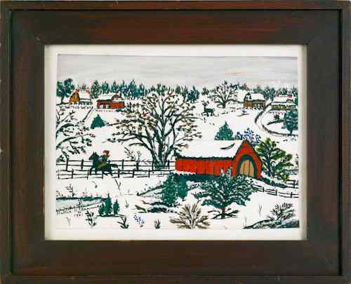 Appraisal: Hattie Klapp Brunner American - gouache winter landscape signed lower