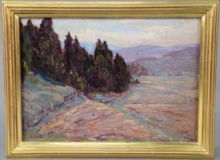 Appraisal: Gustave Cimiotti - Spring Farm Landscape oil on board signed