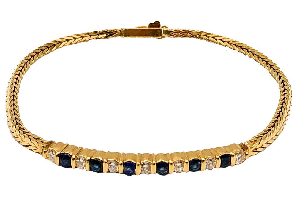 Appraisal: K Gold Diamond Sapphire Bracelet Appraised value Six full cut