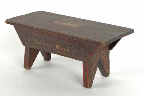 Appraisal: American painted footstool th c inscribed Soldiers' Home the top