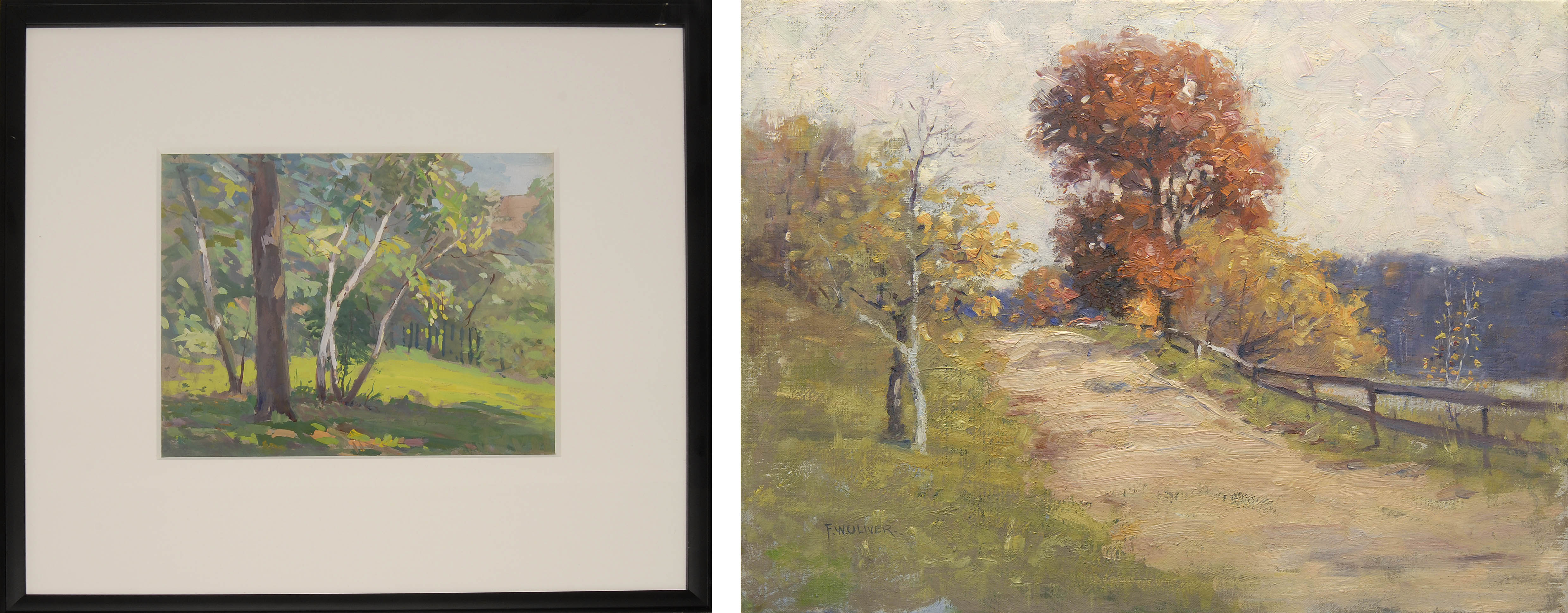 Appraisal: FREDERICK W OLIVERAmerican - Two works Landscape with country road