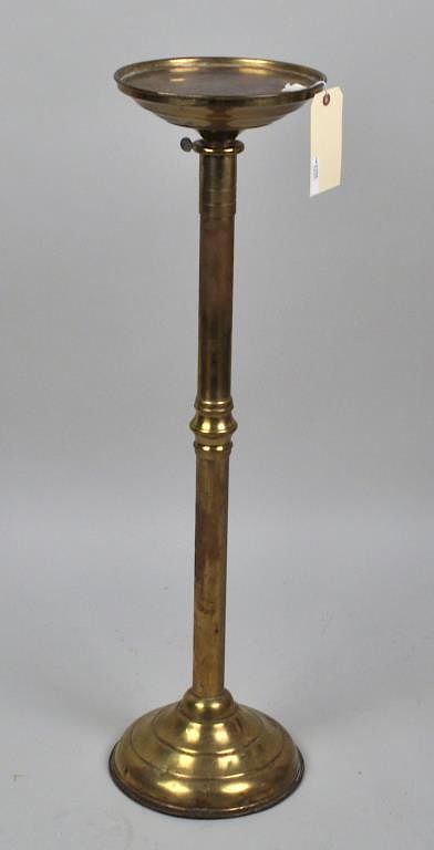 Appraisal: Early Brass Adjustable Stand with finish wear loss rim crack