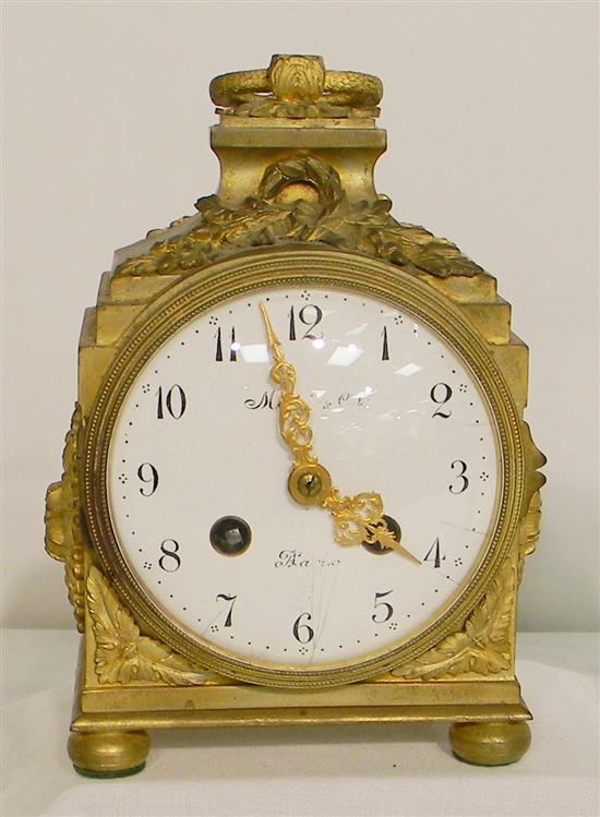 Appraisal: Bronze French clock with acorn and leaf ormolu works marked