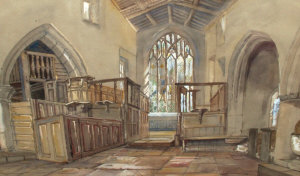 Appraisal: British School early th century- Interior of a chapel and