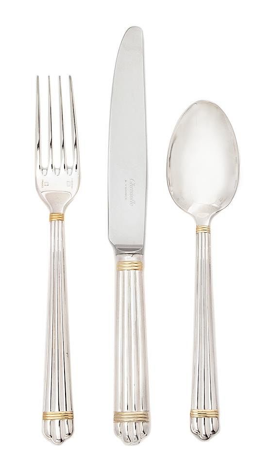 Appraisal: A French Silver-Plate Flatware Service Christofle Paris th Century Aria