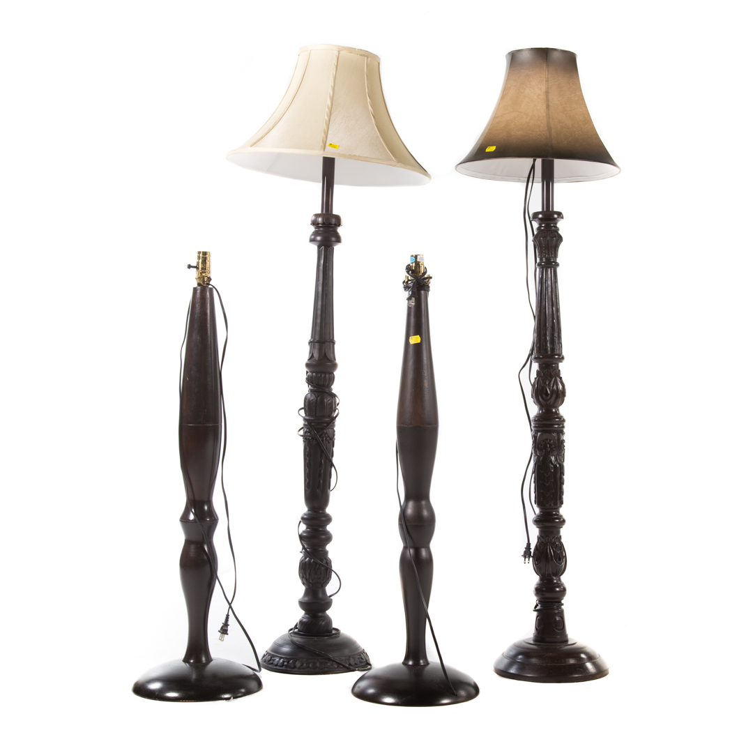 Appraisal: Four composition floor lamps pair of lamps in H to