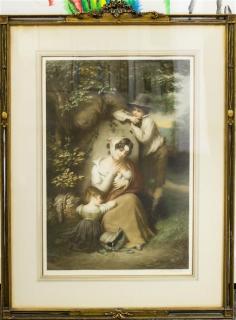 Appraisal: Louis Busiere French - Woman and Children color mezzotint signed