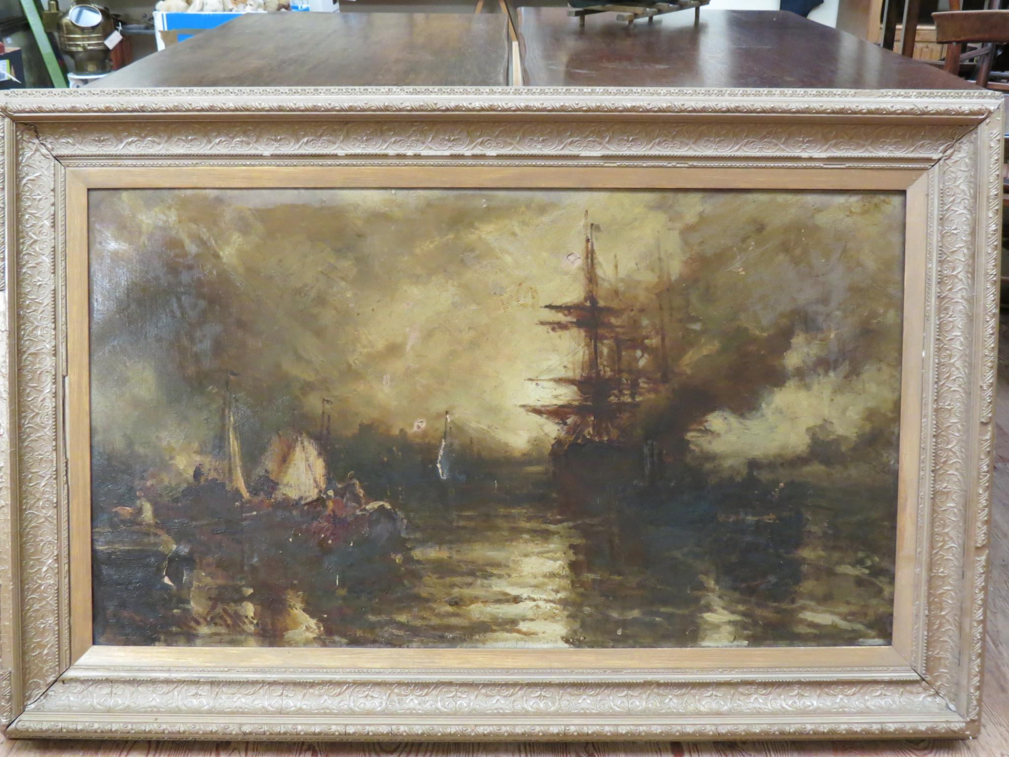 Appraisal: Frank Wasley - - large oil on canvas marine scene