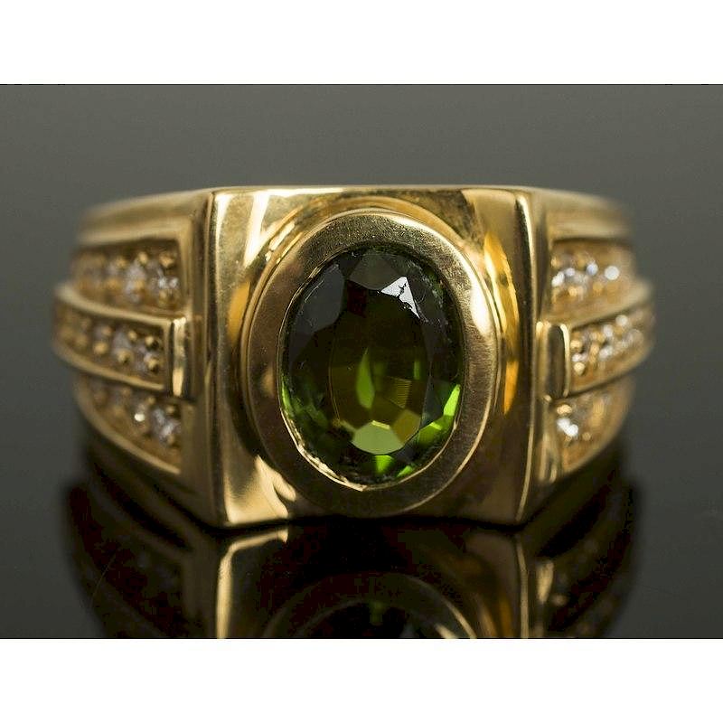 Appraisal: Tourmaline Diamond Gold RIng k yellow gold ring containing a