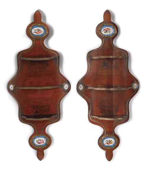 Appraisal: Pair of French rosewood veneer wall shelves late th c