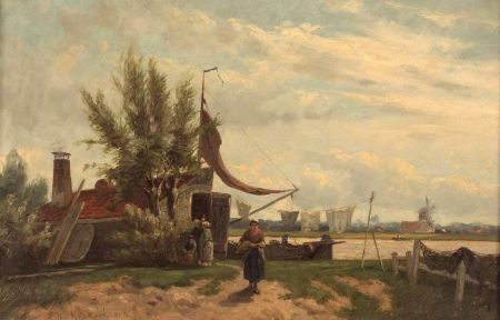 Appraisal: JOHANNES HERMANUS BAREND KOEKKOEK - DUTCH Signed Oil on Canvas