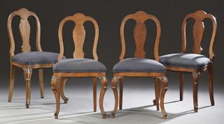 Appraisal: Set of Four Brazilian Carved Jojoba Wood Upholster Set of