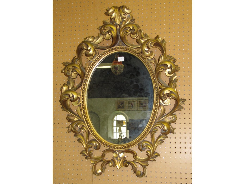 Appraisal: Edwardian gilt decorated oval wall mirror