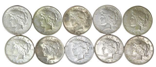 Appraisal: lot of U S Peace silver dollars S P most