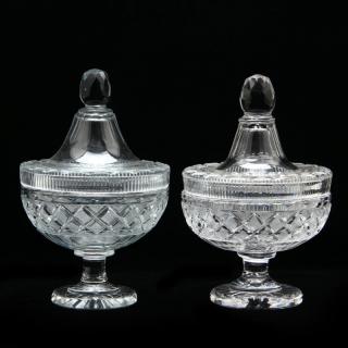 Appraisal: Pair of Anglo Irish Lidded Sweet Meat Dishes circa well