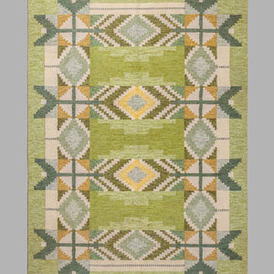 Appraisal: Ingegerd Silow Swedish - Flatweave Rug hand-woven wool woven signature