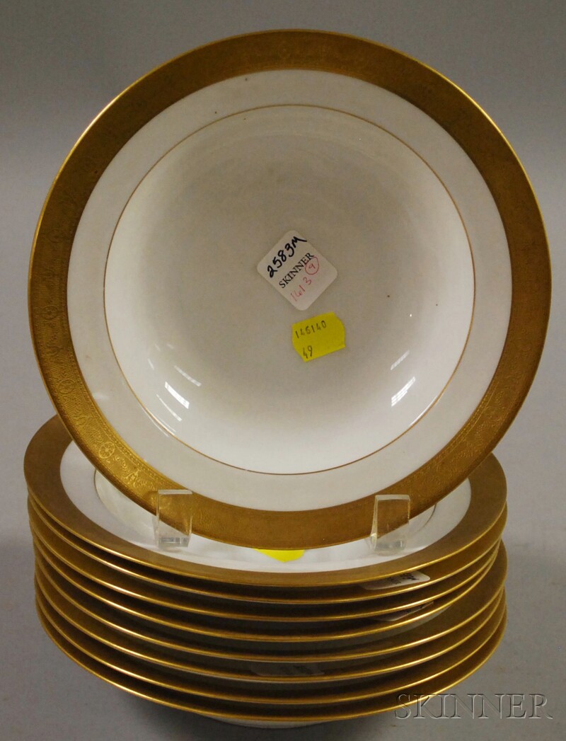 Appraisal: Set of Nine Rosenthal Gilt-banded Porcelain Soup Plates dia in