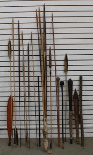 Appraisal: Large Collection of Tribal Spears Clubs Arrows Approx items in